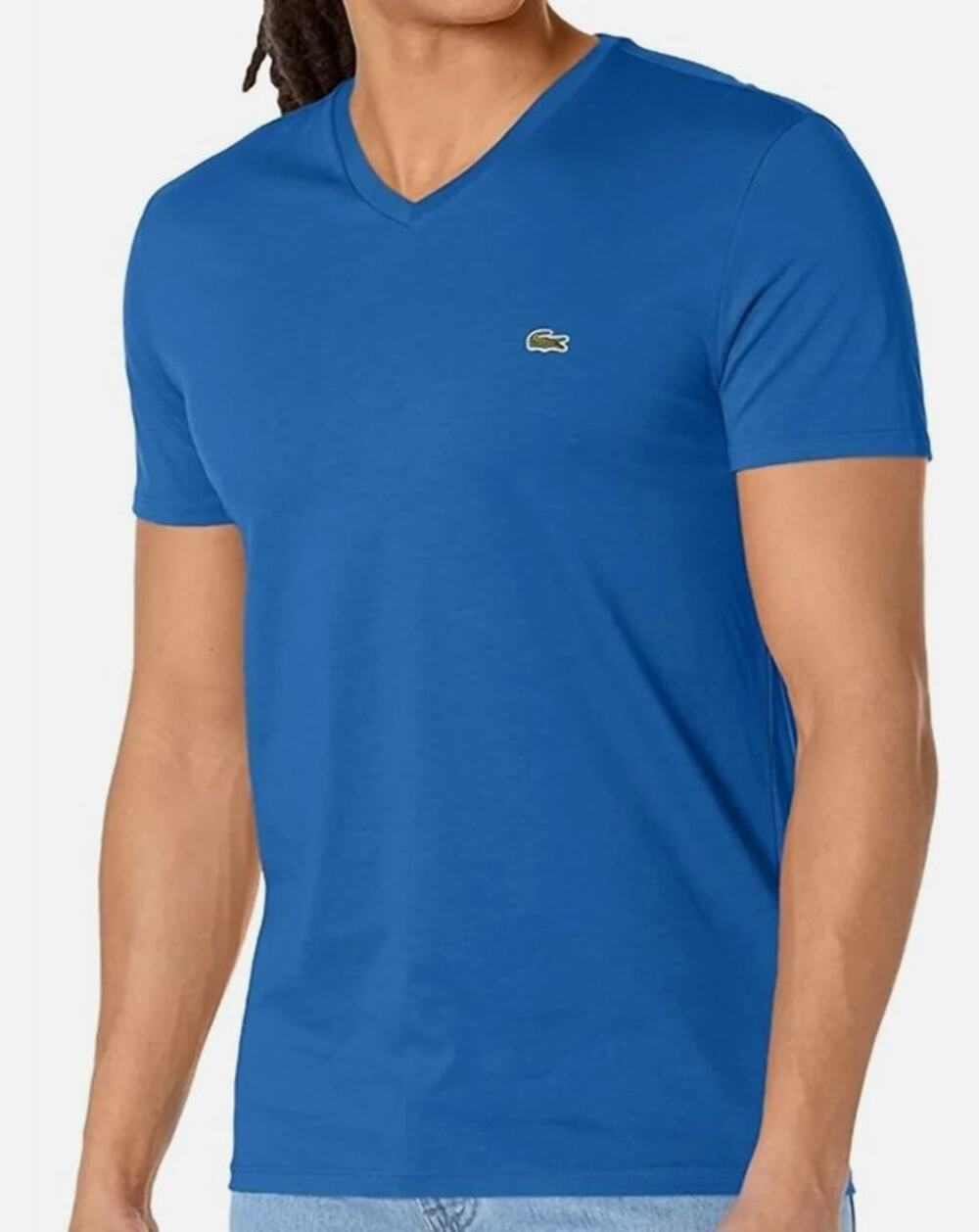 Lacoste Men's Short Sleeve V-Neck Pima Cotton Jersey T-Shirt Kingdom XL